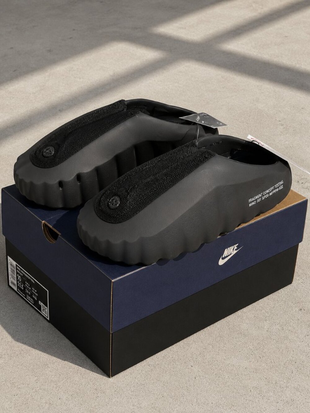 Nike Mind 001 Black x Fragment Design Slides Size 8 NEW